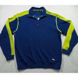 Tommy Bahama Sweater Mens Size Large Blue Half Zip Leisure Tech The Helmsman NWT